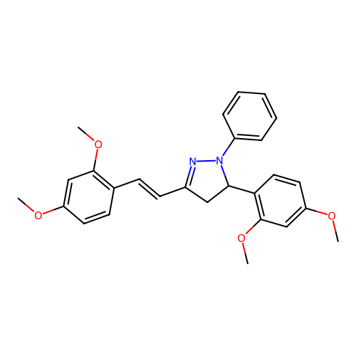 5-(2,4-dimethoxyphenyl)-3-[(E)-2-(2,4-dimethoxyphenyl)ethenyl]-1-phenyl-4,5-dihydro-1H-pyrazole structure