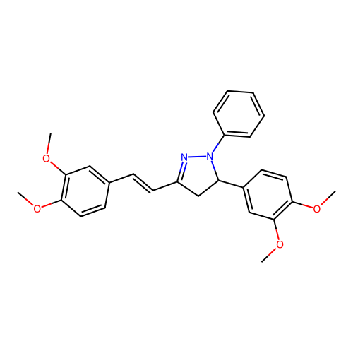 1-Phenyl-3-(3,4-dimethoxystyryl)-5-(3,4-dimethoxyphenyl)-2-pyrazoline structure
