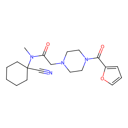 N-(1-cyanocyclohexyl)-2-[4-(furan-2-carbonyl)piperazin-1-yl]-N-methylacetamide structure