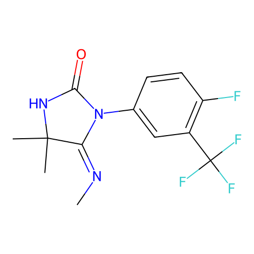 5,5-Dimethyl-4-(methylimino)-3-(alpha,alpha,alpha,4-tetrafluoro-m-tolyl)-2-imidazolidinone structure