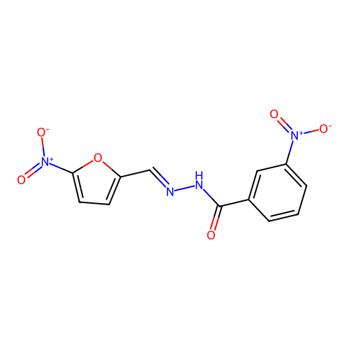 3-nitro-N-[(5-nitrofuran-2-yl)methylideneamino]benzamide structure