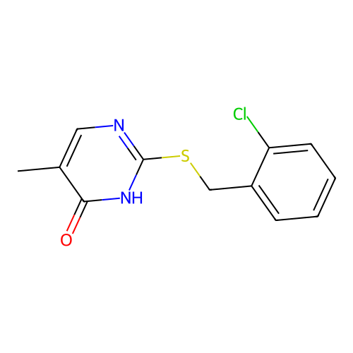 2-[(2-chlorophenyl)methylsulfanyl]-5-methyl-1H-pyrimidin-6-one structure