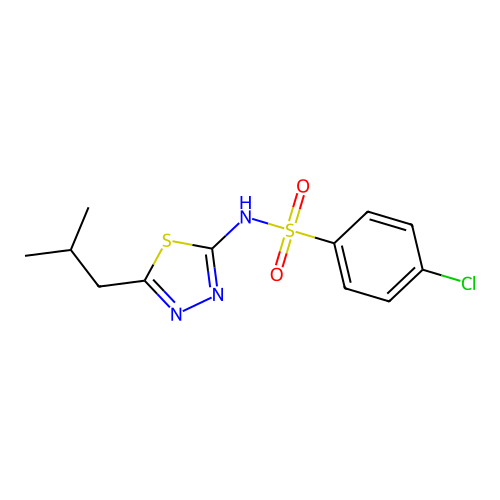 4-chloro-N-[5-(2-methylpropyl)-1,3,4-thiadiazol-2-yl]benzenesulfonamide structure
