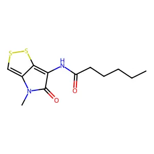 N-(4-methyl-5-oxodithiolo(3,4-d)pyrrol-6-yl)hexanamide structure