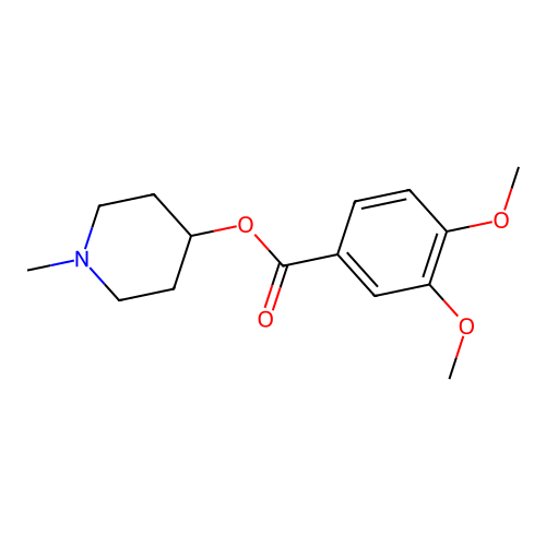 3,4-Dimethoxy-benzoic acid 1-methyl-piperidin-4-yl ester structure
