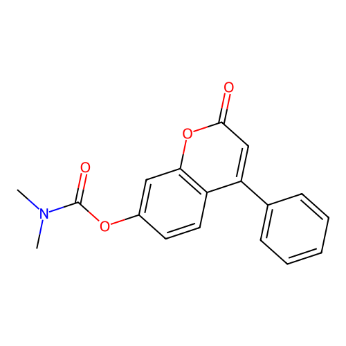 Carbamic acid, dimethyl-, 2-oxo-4-phenyl-2H-1-benzopyran-7-yl ester structure