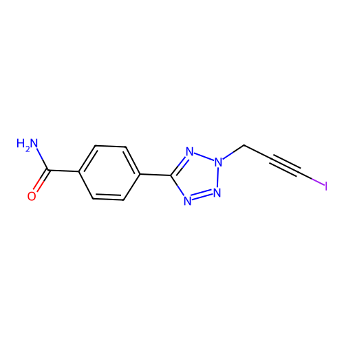 4-[2-(3-碘丙-2-炔基)四唑-5-基]苯甲酰胺 structure