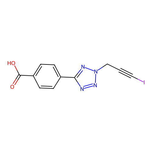 4-[2-(3-Iodoprop-2-ynyl)tetrazol-5-yl]benzoic acid structure