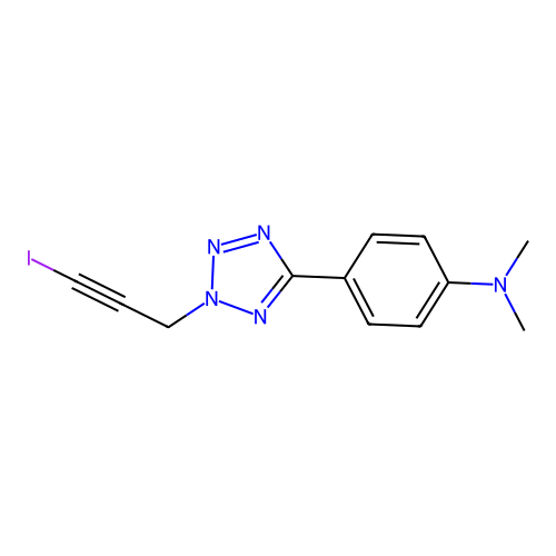 4-[2-(3-iodoprop-2-ynyl)tetrazol-5-yl]-N,N-dimethyl-aniline structure