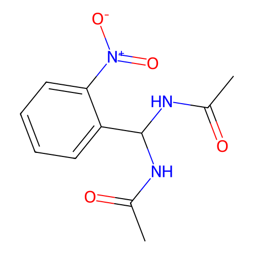 N-[acetamido-(2-nitrophenyl)methyl]acetamide structure