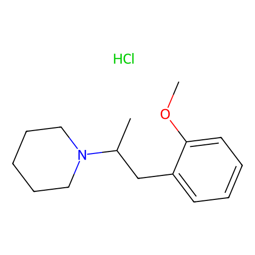 Piperidine, 1-(o-methoxy-alpha-methylphenethyl)-, hydrochloride structure