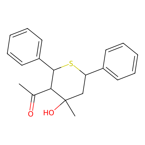 1-(4-Hydroxy-4-methyl-2,6-diphenylthian-3-yl)ethanone structure