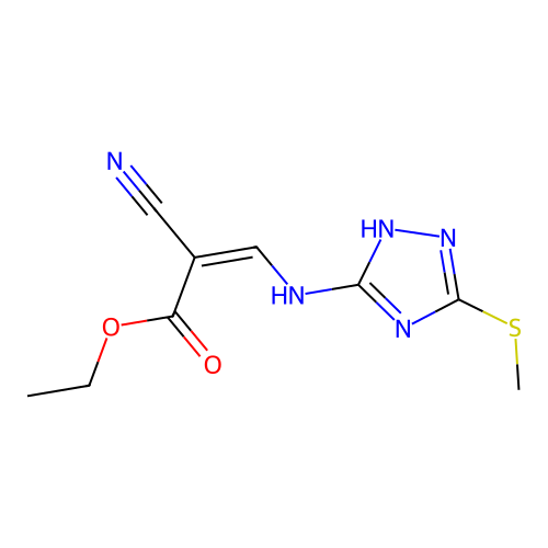 ethyl 2-cyano-3-[(3-methylsulfanyl-1H-1,2,4-triazol-5-yl)amino]prop-2-enoate structure