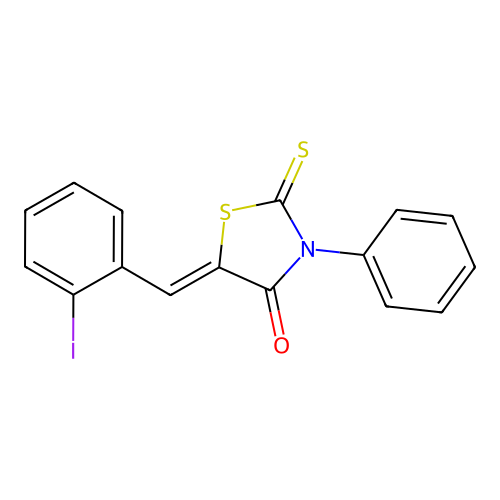 5-[(2-Iodophenyl)methylidene]-3-phenyl-2-sulfanylidene-1,3-thiazolidin-4-one structure