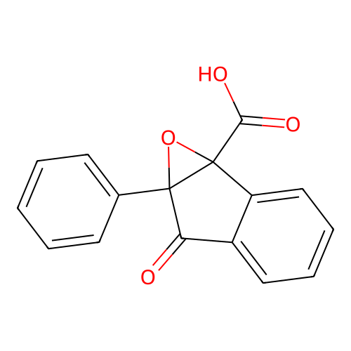 6-Oxo-6a-phenyl-6,6a-dihydro-1ah-indeno[1,2-b]oxirene-1a-carboxylic acid structure