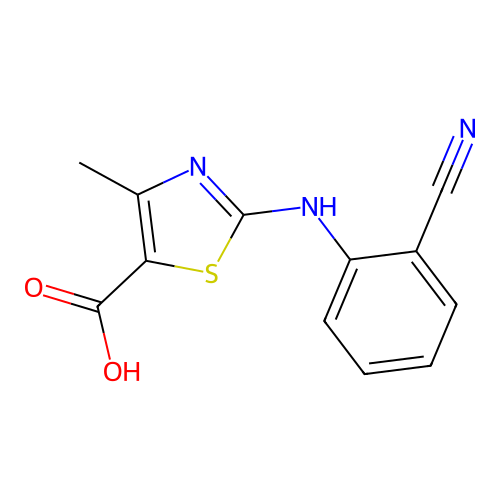 2-(2-Cyanoanilino)-4-methyl-1,3-thiazole-5-carboxylic acid structure