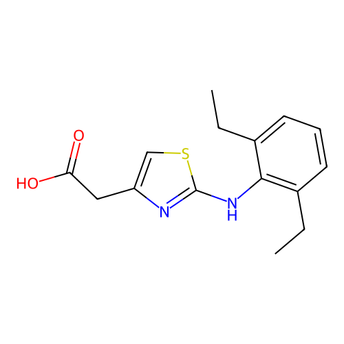 2-[2-(2,6-Diethylanilino)-1,3-thiazol-4-yl]acetic acid structure