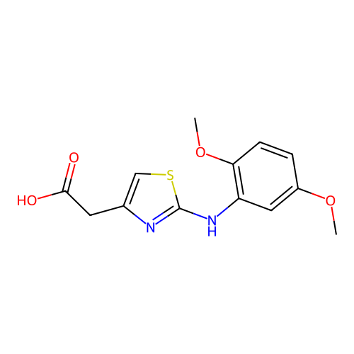 {2-[(2,5-Dimethoxyphenyl)amino]-1,3-thiazol-4-yl}acetic acid structure