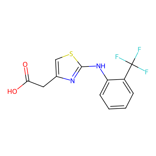 2-[2-[2-(Trifluoromethyl)anilino]-1,3-thiazol-4-yl]acetic acid structure