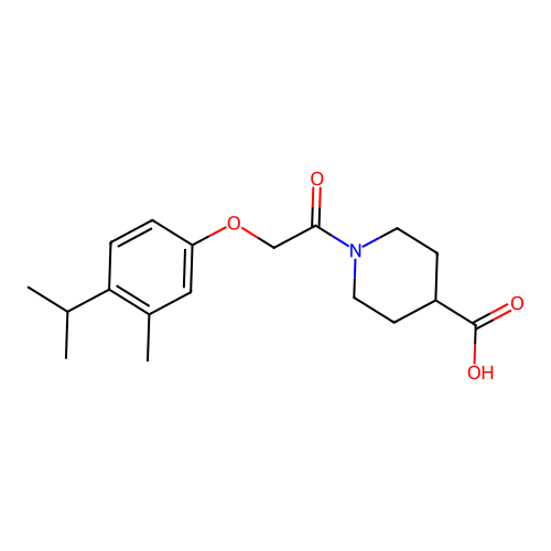 1-{2-[3-Methyl-4-(propan-2-yl)phenoxy]acetyl}piperidine-4-carboxylic acid structure