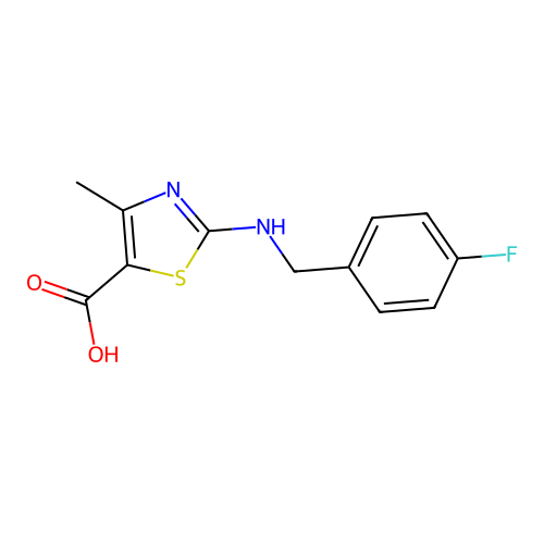 2-{[(4-Fluorophenyl)methyl]amino}-4-methyl-1,3-thiazole-5-carboxylic acid structure