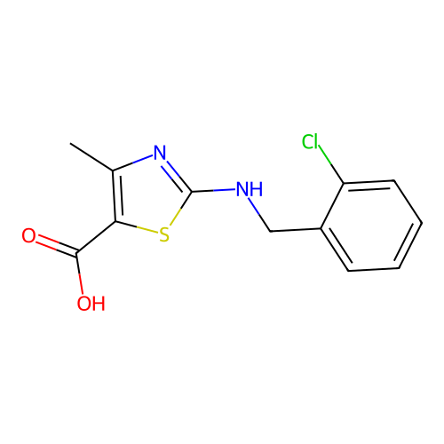2-[(2-Chlorobenzyl)amino]-4-methyl-1,3-thiazole-5-carboxylic acid structure