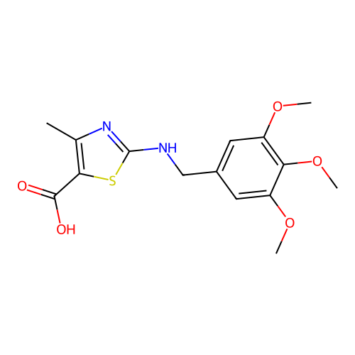 5-Thiazolecarboxylic acid, 4-methyl-2-[[(3,4,5-trimethoxyphenyl)methyl]amino]- structure
