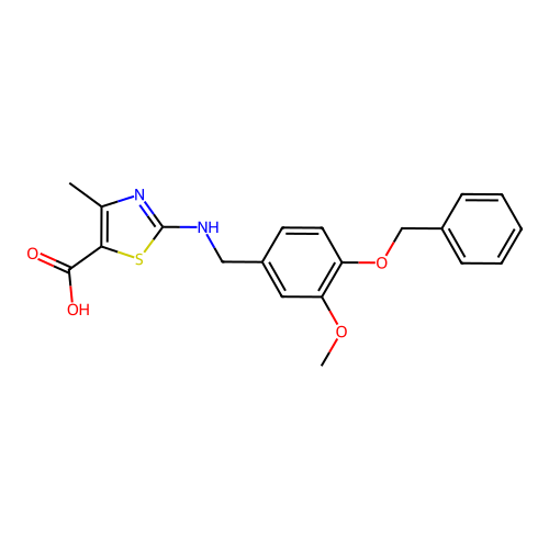 5-Thiazolecarboxylic acid, 2-[[[3-methoxy-4-(phenylmethoxy)phenyl]methyl]amino]-4-methyl- structure