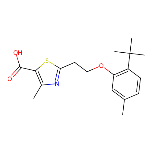 5-Thiazolecarboxylic acid, 2-[2-[2-(1,1-dimethylethyl)-5-methylphenoxy]ethyl]-4-methyl- structure