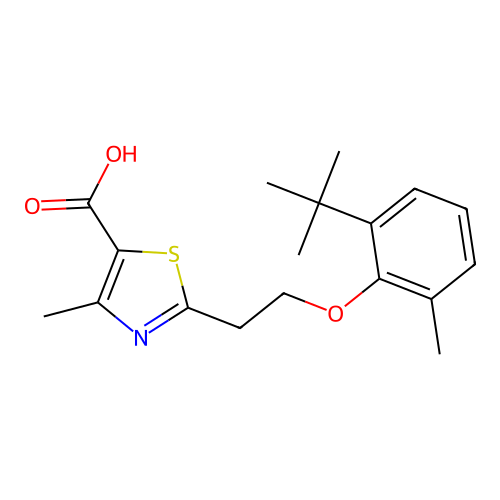 5-Thiazolecarboxylic acid, 2-[2-[2-(1,1-dimethylethyl)-6-methylphenoxy]ethyl]-4-methyl- structure