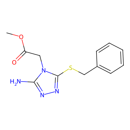 4H-1,2,4-Triazole-4-acetic acid, 3-amino-5-[(phenylmethyl)thio]-, methyl ester structure