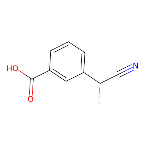3-[(1R)-1-cyanoethyl]benzoic acid structure