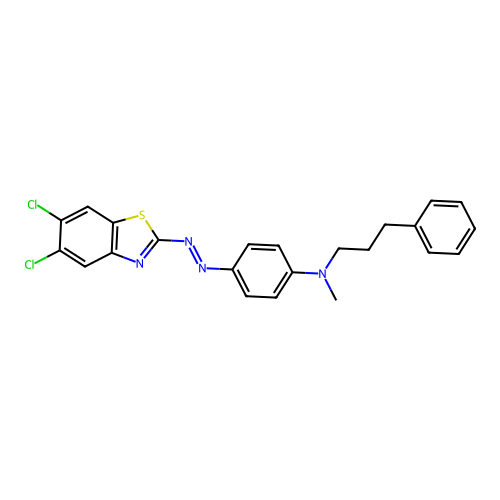 Benzenepropanamine, N-[4-[(dichloro-2-benzothiazolyl)azo]phenyl]-N-methyl- structure