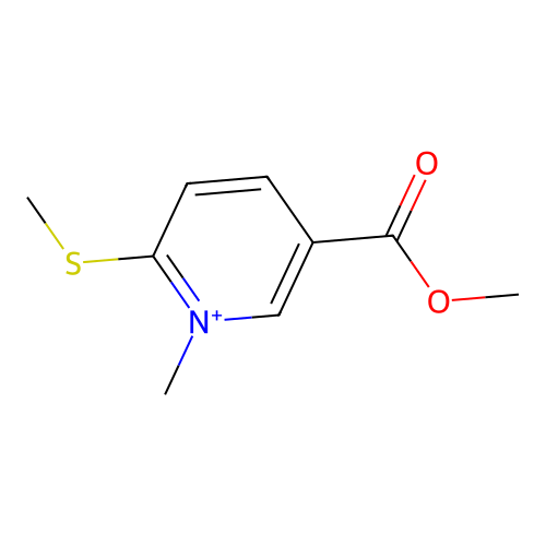 Pyridinium, 5-(methoxycarbonyl)-1-methyl-2-(methylthio)- structure