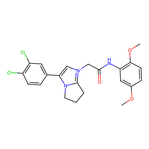 3-(3,4-Dichlorophenyl)-1-(2-((2,5-dimethoxyphenyl)amino)-2-oxoethyl)-6,7-dihydro-5H-pyrrolo[1,2-a]imidazol-1-ium structure