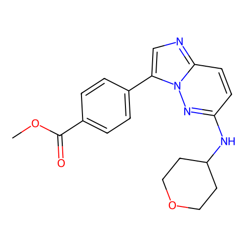 Methyl 4-{6-[(oxan-4-yl)amino]imidazo[1,2-b]pyridazin-3-yl}benzoate structure