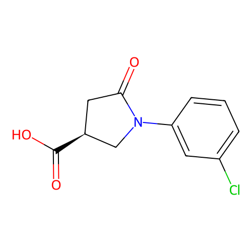 (3S)-1-(3-chlorophenyl)-5-oxopyrrolidine-3-carboxylic acid structure