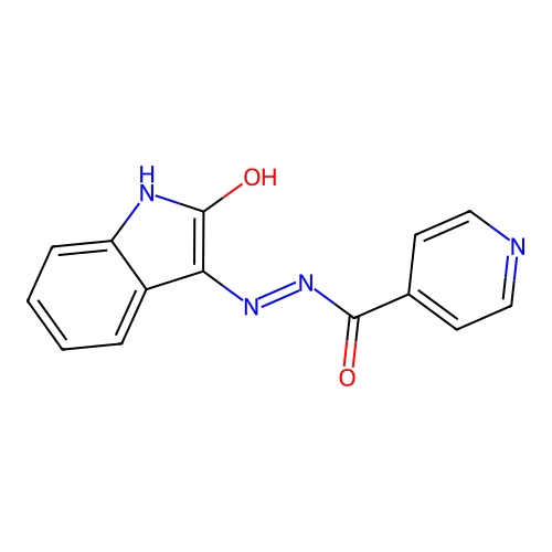 N'-((3Z)-2-Oxo-1,2-dihydro-3H-indol-3-ylidene)isonicotinohydrazide structure