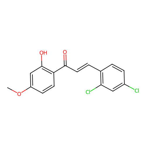 (2E)-3-(2,4-dichlorophenyl)-1-(2-hydroxy-4-methoxyphenyl)prop-2-en-1-one structure