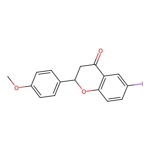 4H-1-Benzopyran-4-one, 2,3-dihydro-6-iodo-2-(4-methoxyphenyl)- structure