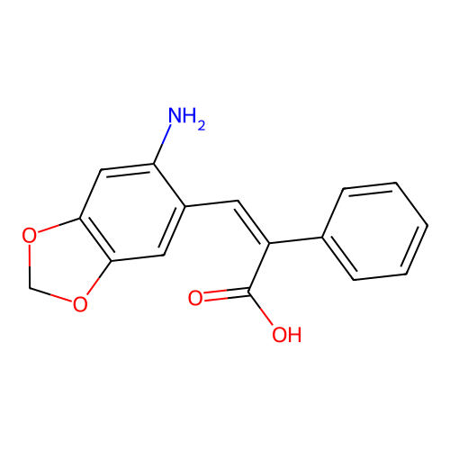 3-(6-Amino-1,3-benzodioxol-5-yl)-2-phenylprop-2-enoic acid structure