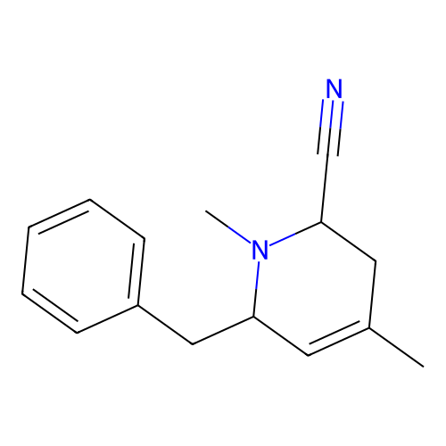 6-benzyl-1,4-dimethyl-3,6-dihydro-2H-pyridine-2-carbonitrile structure
