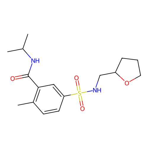 2-methyl-5-(oxolan-2-ylmethylsulfamoyl)-N-propan-2-ylbenzamide structure