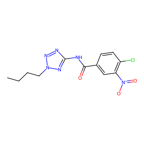 N-(2-butyl-2H-tetrazol-5-yl)-4-chloro-3-nitrobenzamide structure