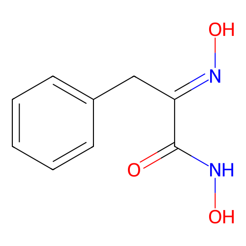 (2E)-N-hydroxy-2-hydroxyimino-3-phenylpropanamide structure