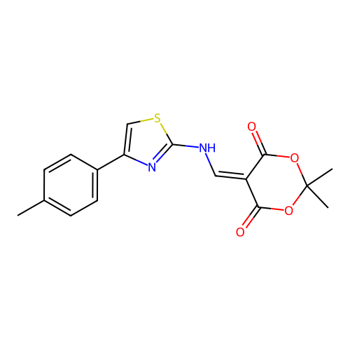 2,2-DIMETHYL-5-(((4-(4-METHYLPHENYL)(2,5-THIAZOLYL))AMINO)METHYLENE)-1,3-DIOXANE-4,6-DIONE structure