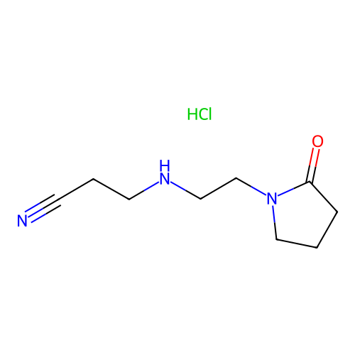 Propanenitrile, 3-(2-(2-oxo-1-pyrrolidinyl)ethyl)amino-, monohydrochloride structure