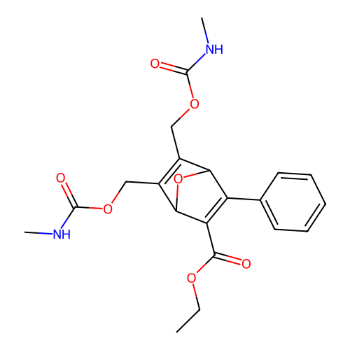 ethyl 5,6-bis(methylcarbamoyloxymethyl)-2-phenyl-7-oxabicyclo[2.2.1]hepta-2,5-diene-3-carboxylate structure