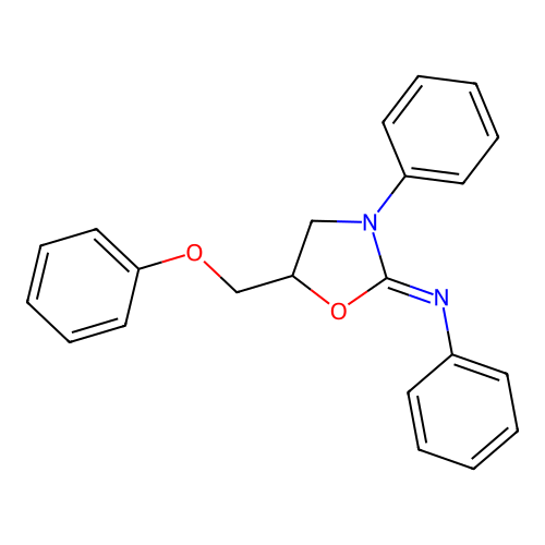 Benzenamine, N-[5-(phenoxymethyl)-3-phenyl-2-oxazolidinylidene]- structure