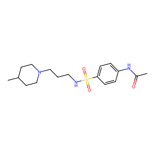 N-[4-[3-(4-methylpiperidin-1-yl)propylsulfamoyl]phenyl]acetamide structure